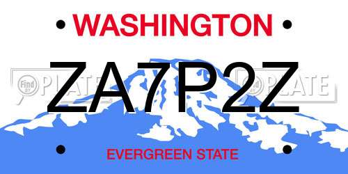 ZA7P2Z Washington License Plate