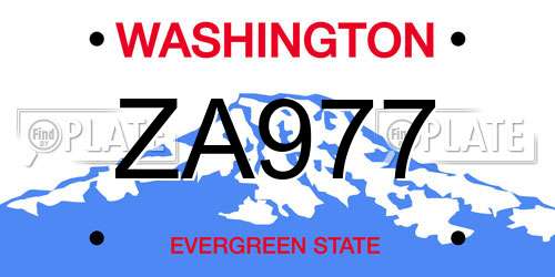 ZA977 Washington License Plate