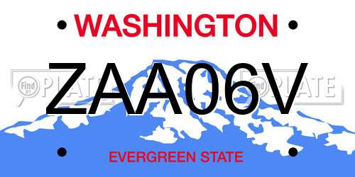 ZAA06V Washington License Plate