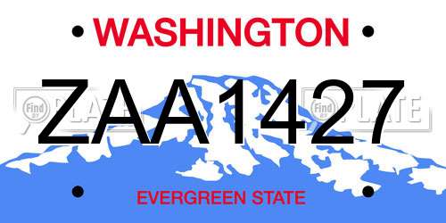 ZAA1427 Washington License Plate
