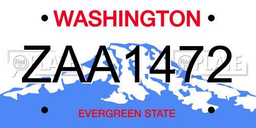 ZAA1472 Washington License Plate