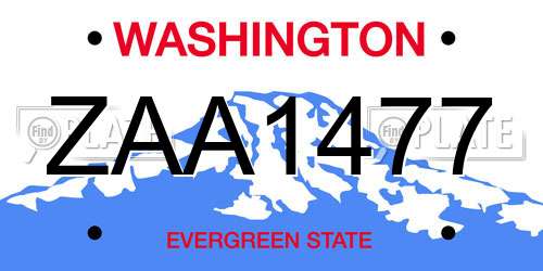 ZAA1477 Washington License Plate