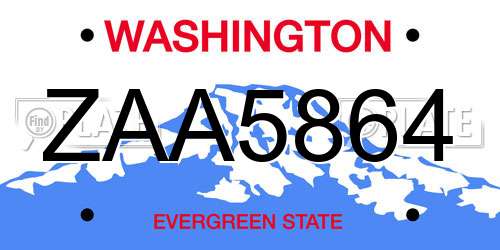 ZAA5864 Washington License Plate