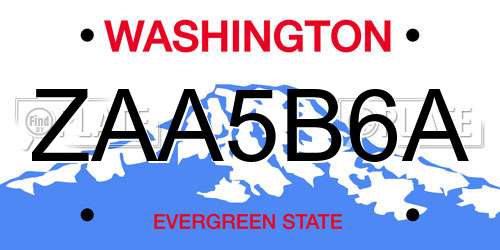 ZAA5B6A Washington License Plate