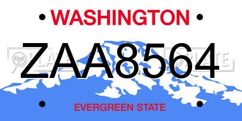 ZAA8564 Washington License Plate
