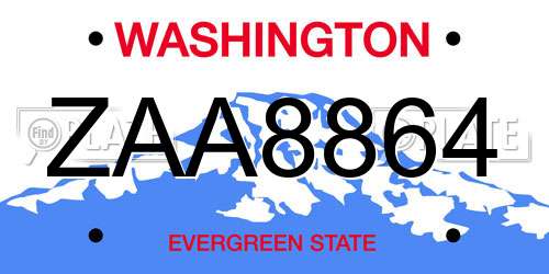 ZAA8864 Washington License Plate