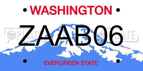 ZAAB06 Washington License Plate