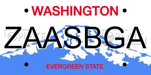 ZAASBGA Washington License Plate