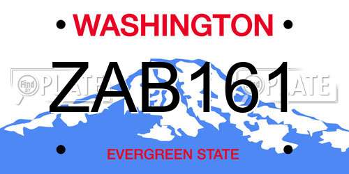 ZAB161 Washington License Plate