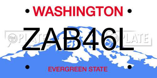 ZAB46L Washington License Plate