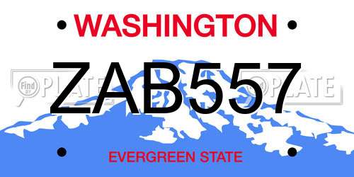 ZAB557 Washington License Plate