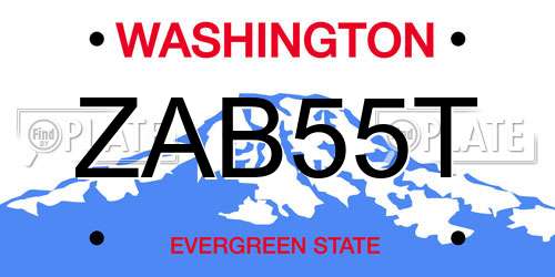 ZAB55T Washington License Plate