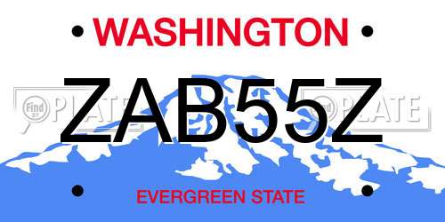 ZAB55Z Washington License Plate