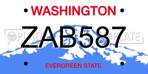 ZAB587 Washington License Plate