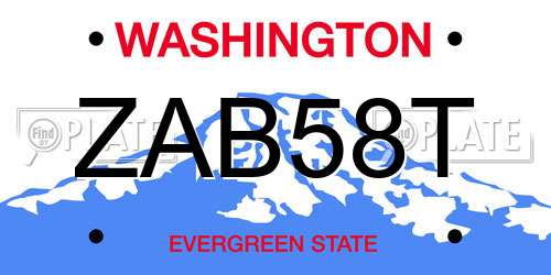 ZAB58T Washington License Plate