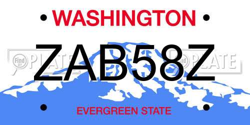 ZAB58Z Washington License Plate