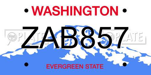 ZAB857 Washington License Plate