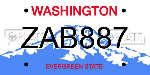 ZAB887 Washington License Plate