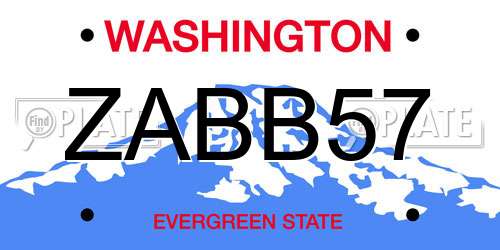 ZABB57 Washington License Plate