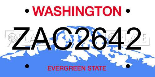ZAC2642 Washington License Plate