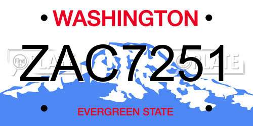 ZAC7251 Washington License Plate