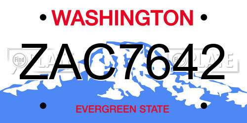 ZAC7642 Washington License Plate