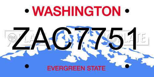 ZAC7751 Washington License Plate