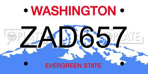 ZAD657 Washington License Plate