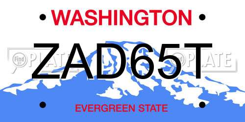 ZAD65T Washington License Plate