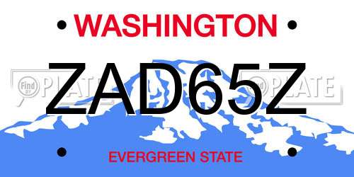 ZAD65Z Washington License Plate