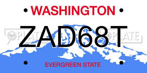 ZAD68T Washington License Plate