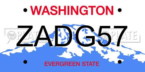 ZADG57 Washington License Plate