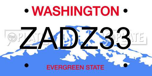 ZADZ33 Washington License Plate