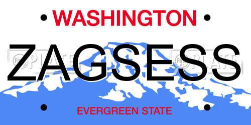 ZAGSESS Washington License Plate