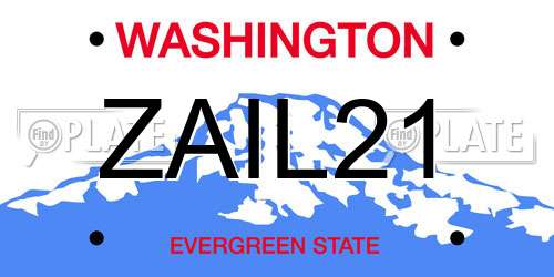 ZAIL21 Washington License Plate