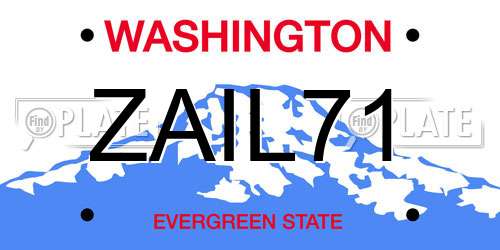 ZAIL71 Washington License Plate