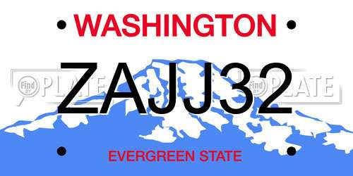 ZAJJ32 Washington License Plate