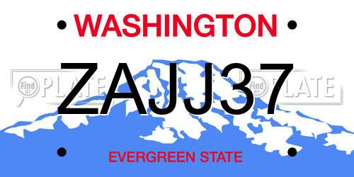 ZAJJ37 Washington License Plate