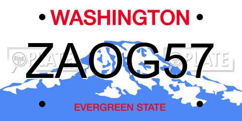 ZAOG57 Washington License Plate
