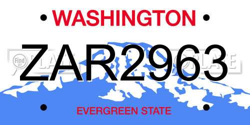 ZAR2963 Washington License Plate
