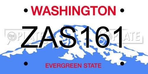 ZAS161 Washington License Plate
