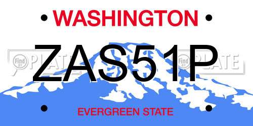 ZAS51P Washington License Plate