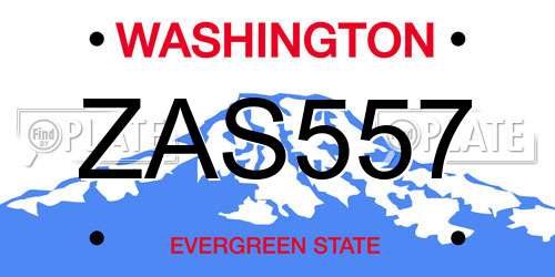 ZAS557 Washington License Plate