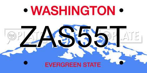 ZAS55T Washington License Plate