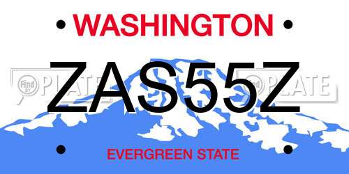 ZAS55Z Washington License Plate