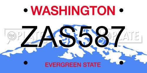 ZAS587 Washington License Plate