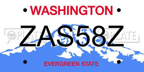 ZAS58Z Washington License Plate