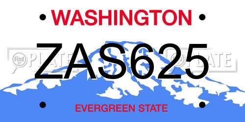 ZAS625 Washington License Plate