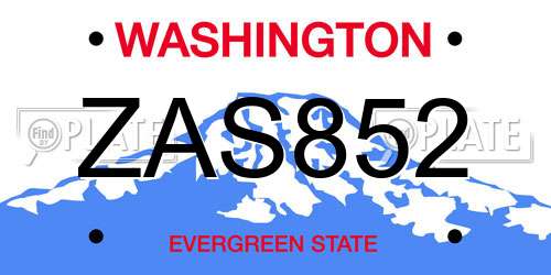 ZAS852 Washington License Plate