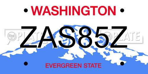 ZAS85Z Washington License Plate